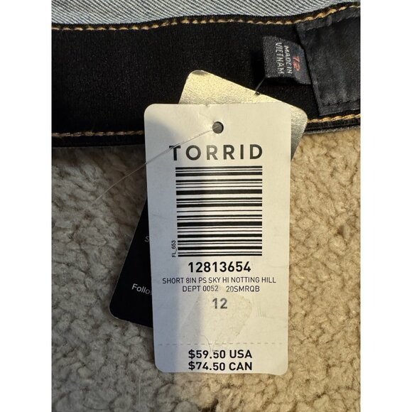 Torrid Jean Bermuda Shorts 12 Sky High Skinny Stretch Cotton Distressed NEW - Picture 7 of 10